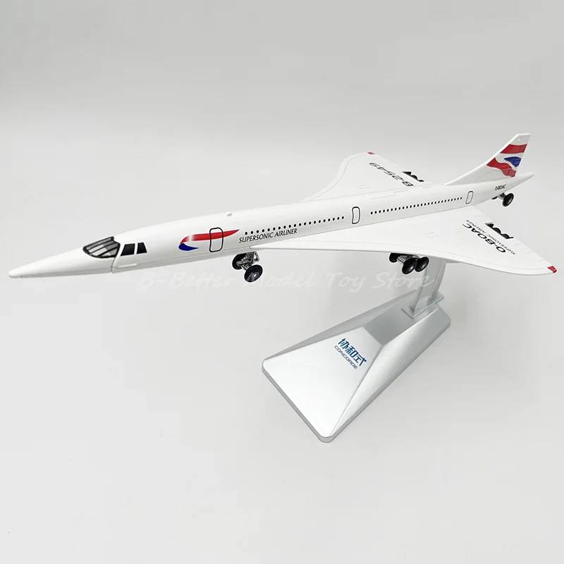 1:160 Diecast Plane Model Toy Concorde Supersonic Aircraft Miniature Replica With Sound & Lights