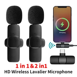 New Wireless Lavalier Microphone Portable Audio Video Recording Mini Mic for iPhone Android Live Broadcast Gaming Phone Mic