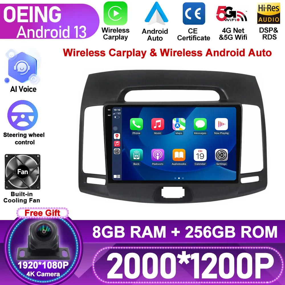 

Wireless Carplay For Hyundai Elantra 4 HD 2006 - 2012 Car Radio Multimedia Video Player Navigation Android No 2din 2 din dvd