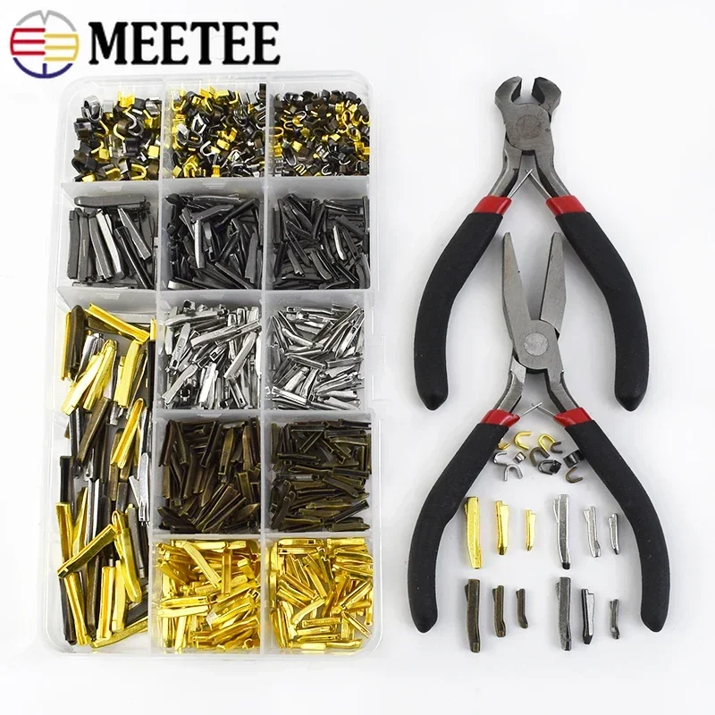 1set Metal Zipper Double Open Latch Repair Kits Tool for 3# 5# 8# Zippers Non-slip Stopper DIY Coat U Shape Top Stop Replacement