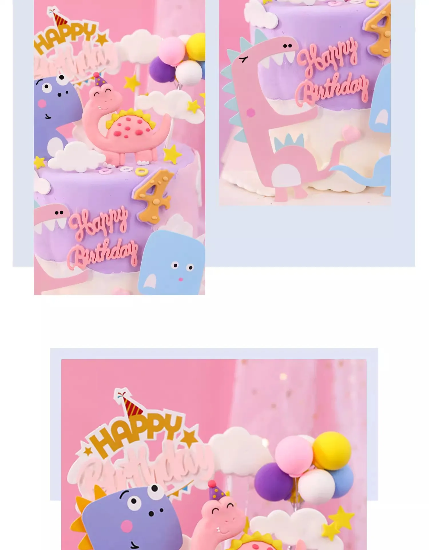 Rosa Mädchen Geburtstag Kuchen Topper Cartoon Jurassic Dinosaurier süße Baby Dusche alles Gute 1. Jahre alt Geburtstag Party Kuchen Dekorationen – Detail 2
