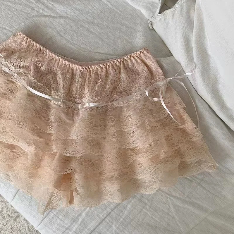 

Gaono Kawaii Lolita Shorts 2000s Women Girl Lace Tiered Knickers Cake Skirt Safety Short Pants Underpants Pumpkin Bloomers