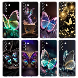 Luxury Butterfly Glitter Clear Transparent for Samsung Galaxy S24 S23 S22 S20 S21 FE Ultra S24 S23 S10 S10E S9 Plus Phone Case