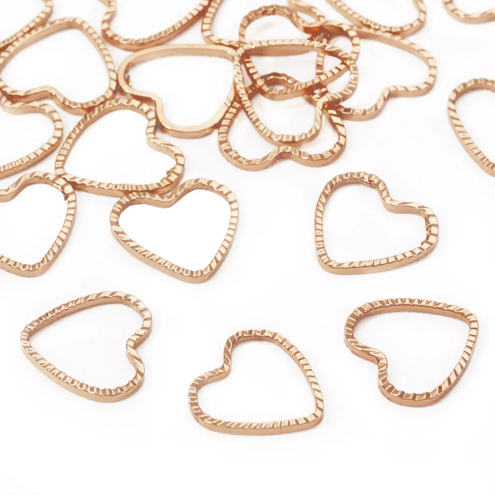 20Pcs Brass Linking Rings Textured Heart Connector  Gold Plated  Applicate in Making DIY  Necklace Bracelet  Earring Jewelry