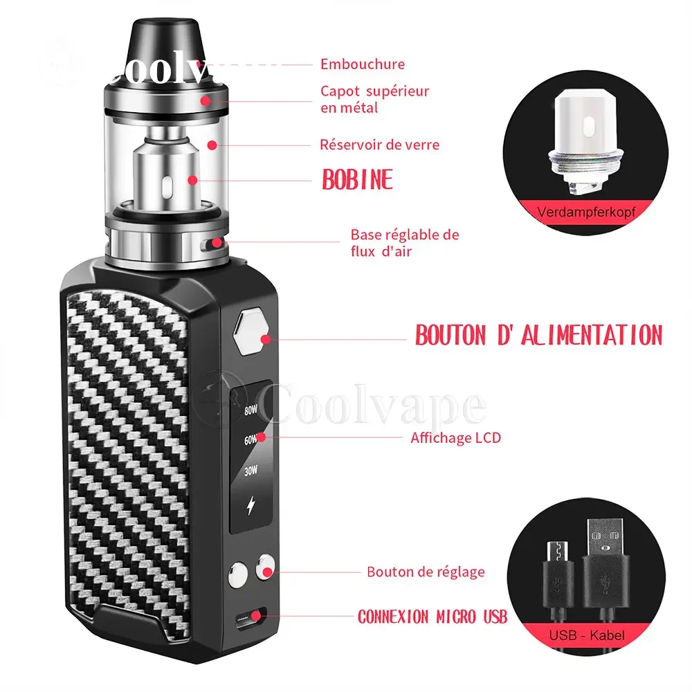 WolfCoolVape 80W E Mech Box Mod Vaporizer 2200 Vaping 2.5 vape mod for vape mods - gallery image 4