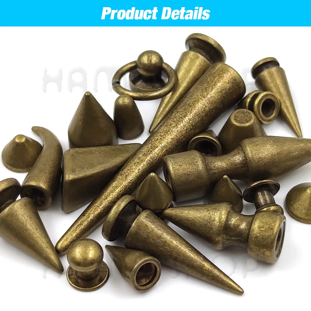 5pcs-50pcs/Sets Copper Bullet Spikes Rivets For Leather Punk Studs and Spikes Screw For Clothes Thorns Patch DIY Crafts Leather