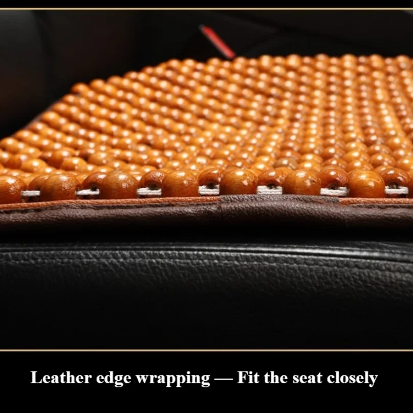 Natural Wooden Bead Massage Car Seat Cushion, Odorless Universal Leather Trim, Anti-Slip, Breathable & Cool 5