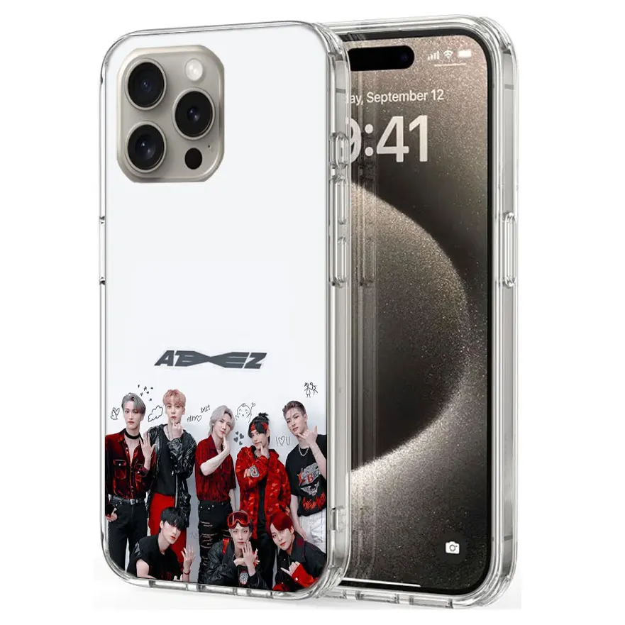 KPOP ATEEZ Clear For Apple iPhone 16 15 Pro Max Cover 14 Plus 13 12 Mini 11 Pro XR XS Max Phone Case Silicone TPU Cute Fundas So