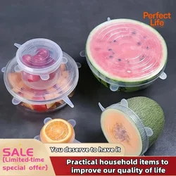 6pcs silicone lid Reusable Silicone Stretch Lids For Food Bowls - Multifunctional Fruit And Vegetable Fresh-Keeping Cover