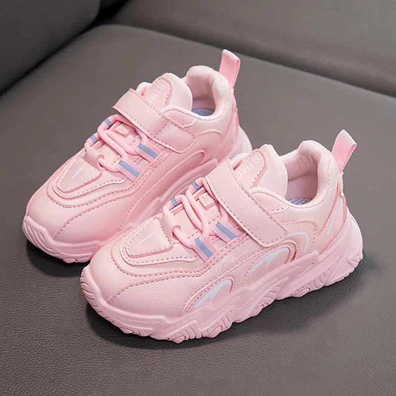 

PU Leather Sport Shoes For Children Trend Fashion Teenager Kid's Sneakers Waterproof Soft-soled Boy's Girl's Running Shoes