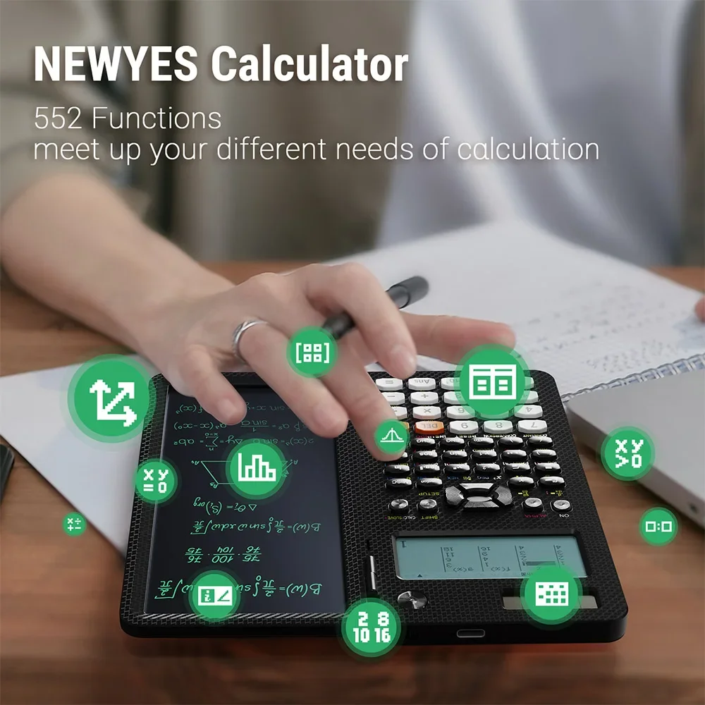 Newyes Multifunction Folding Portable Office 991EX Calculator Solar Energy 16 Digitis Scientific Calculator With Writing Tablet