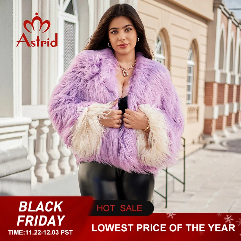 Astrid Faux Fur Coat Women 2024 Winter Loose Cardigan Fur Jacket  Plus Size Stylish Female Luxury Furry Overcoat Girl Streetwear