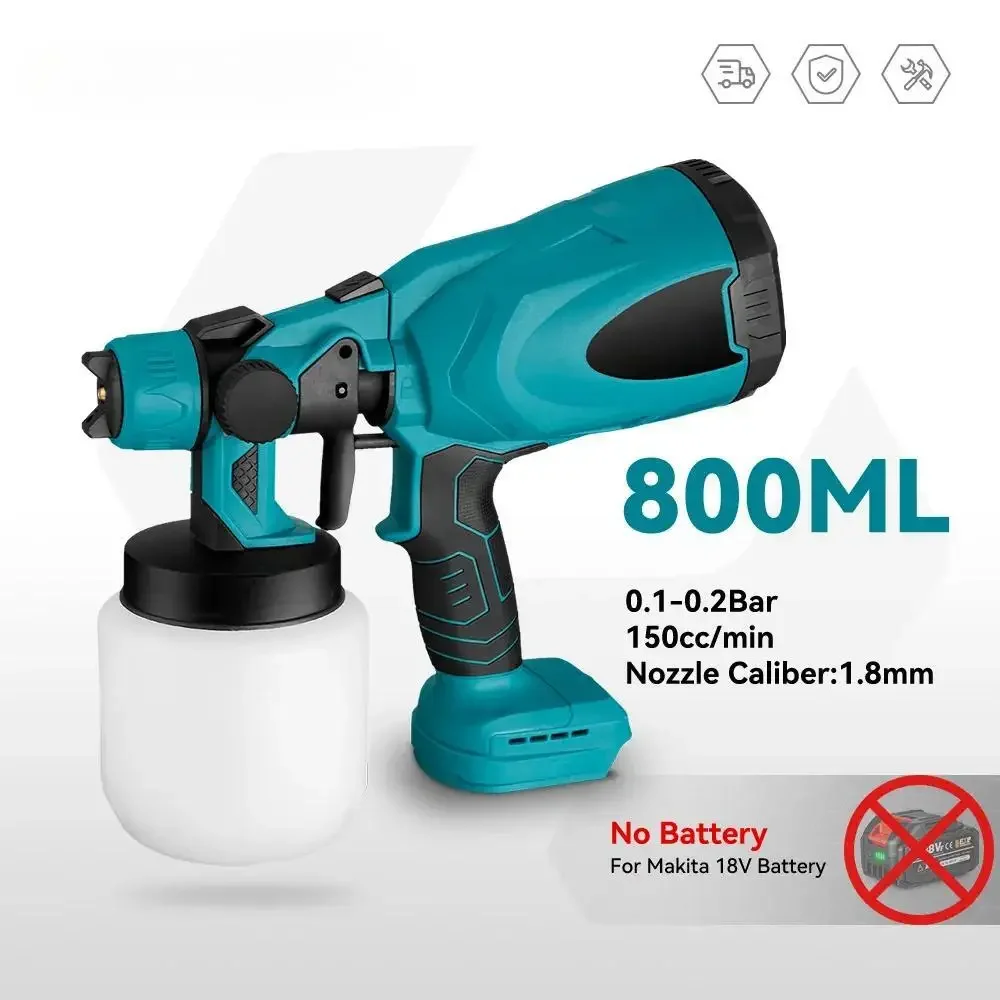 

Electric Spray Gun 800ML High Power Cordless Handheld Electric Paint Sprayer Home DIY Easy Spraying For Makita 18V Battery