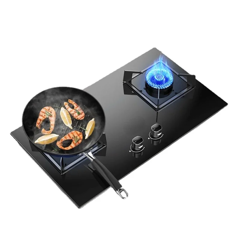 Gas Stove Natural Gas Double Burner Household Desktop Liquefied Gas Stove Tabletop and Inlay Installation Compatibility