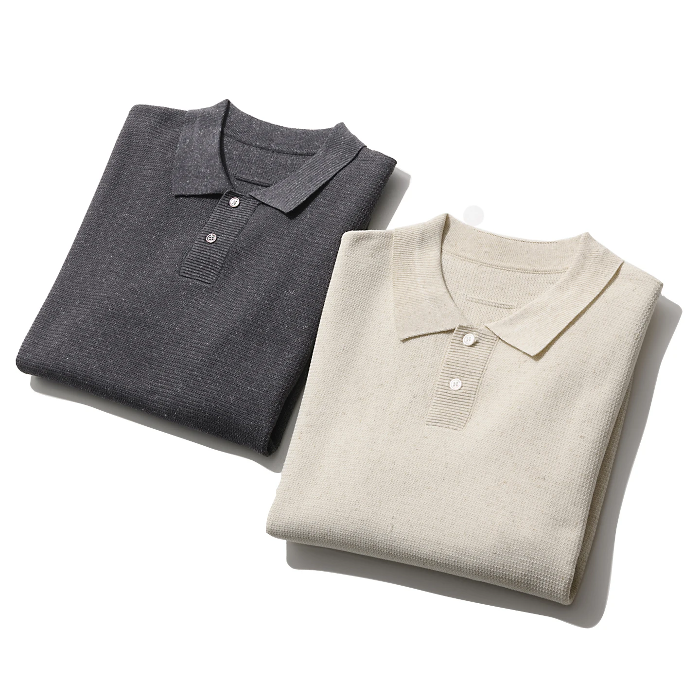 

Linen Lyocell Blend Italian Luxury Summer Men's Skin-friendly Comfortable Breathable Short Sleeve Knitted Shirt