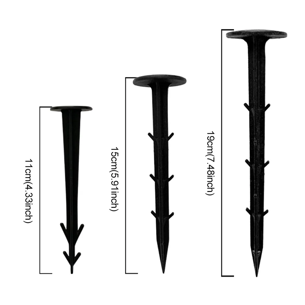 토양 네일 필름 고정 정원 페그, PP 야외 재사용 가능, 검은 음영 멀치 조경 고정 스파이크, 50 개