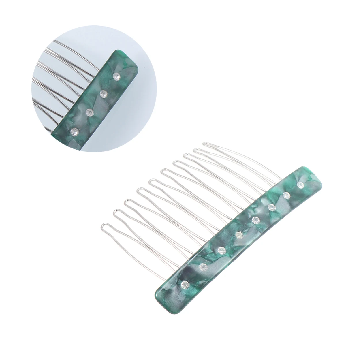

1pc Rhinestone Hair Comb Acrylic Tuck Comb Fashion Women Accessories Wedding Party Prom Theme Green