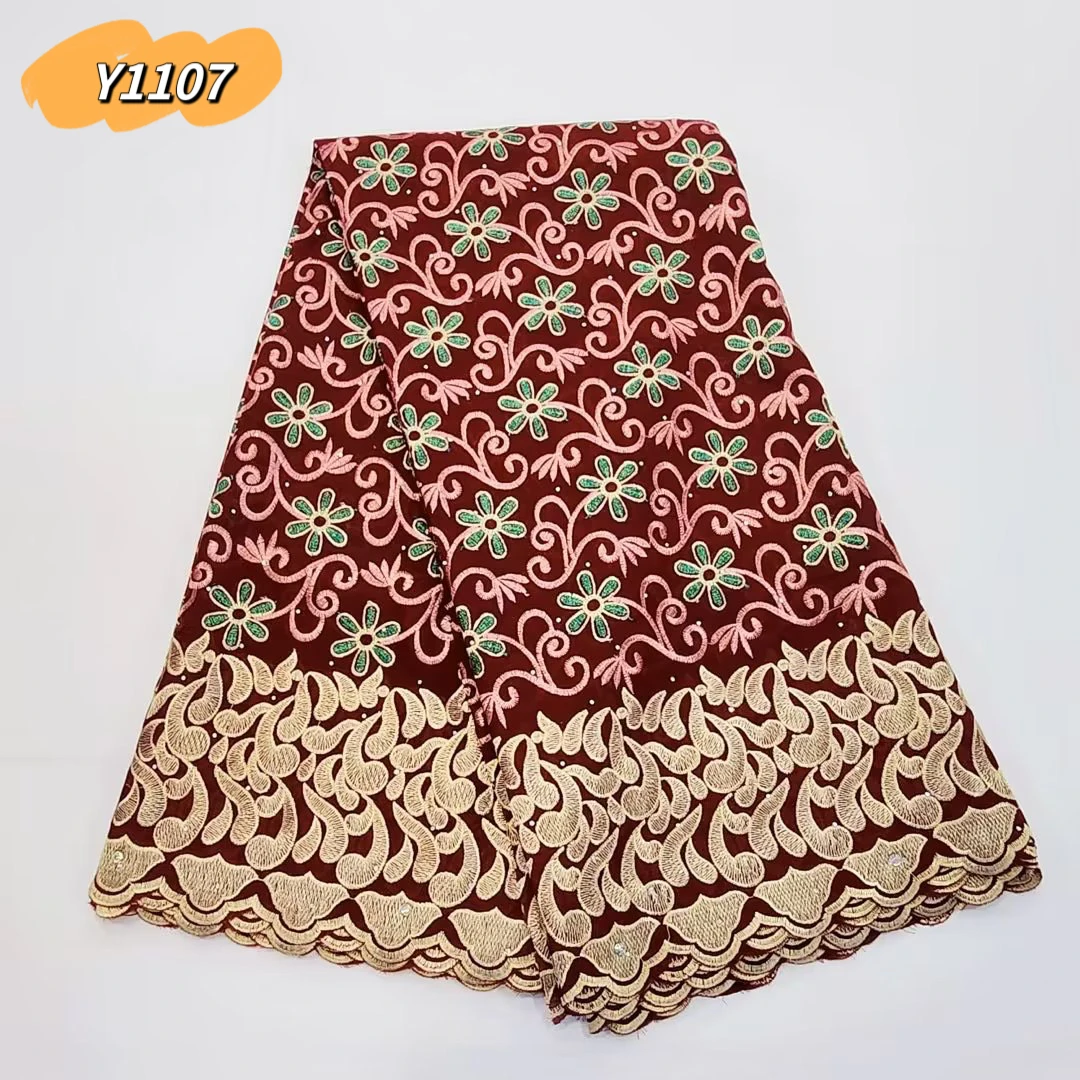 5 Yards neueste bedruckte Stoffe Steine Spitzens toff Tüll mit gesticktem Schweizer Voile Spitzens toff für Kleid