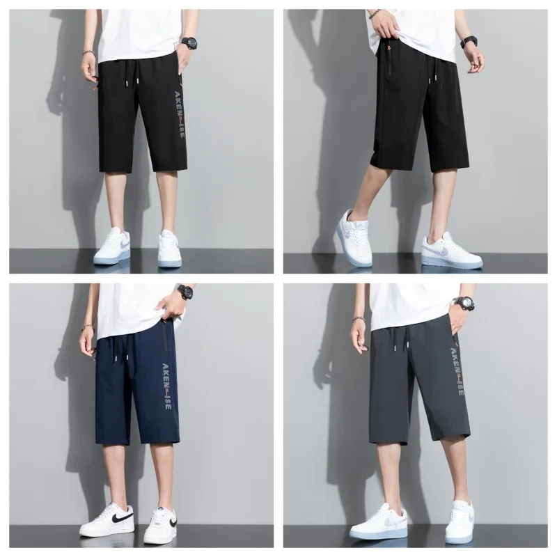 

Легкие дышащие быстросохнущие шорты для гольфа на открытом воздухе, впитывающие пот, мужские летние модные укороченные брюки из ледяного шелка
