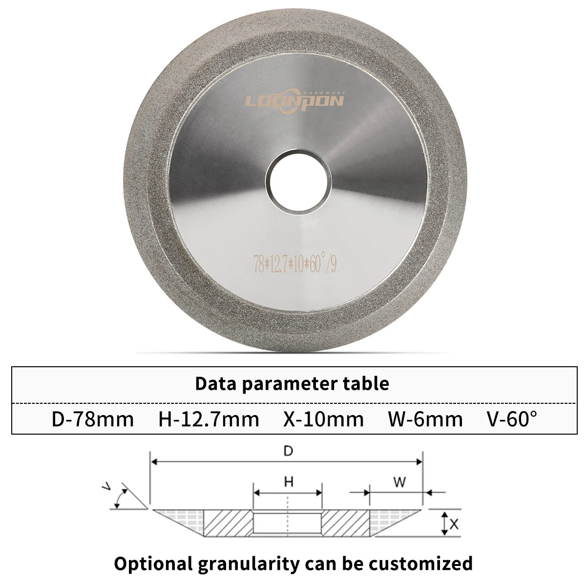 Loonpon 80 mm Diamant-Schleifscheibe, Schleifer, Kreisschärfer, Schleifscheibe für Hartmetall, Metall, Wolframstahl, Fräser – Detail 6