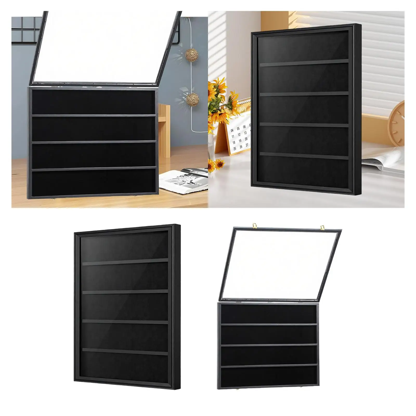 Baseball Card Display Case Display Frame Wall Cabinet Wooden Lockable with Acrylic Front for Hockey Collection