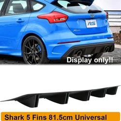 81.5cm Universal Rear Bumper Diffuser 5 Shark Fins Splitter Spoiler Cover For Ford Focus ST RS Car Tuning Accessories