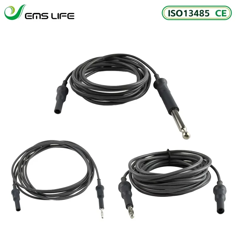 Reusable Electric Monopolar Forceps Cable Silicone Jacket 8mm/4mm/5mm Banana Male/Female Connector-Medical Grade EMSLIFE