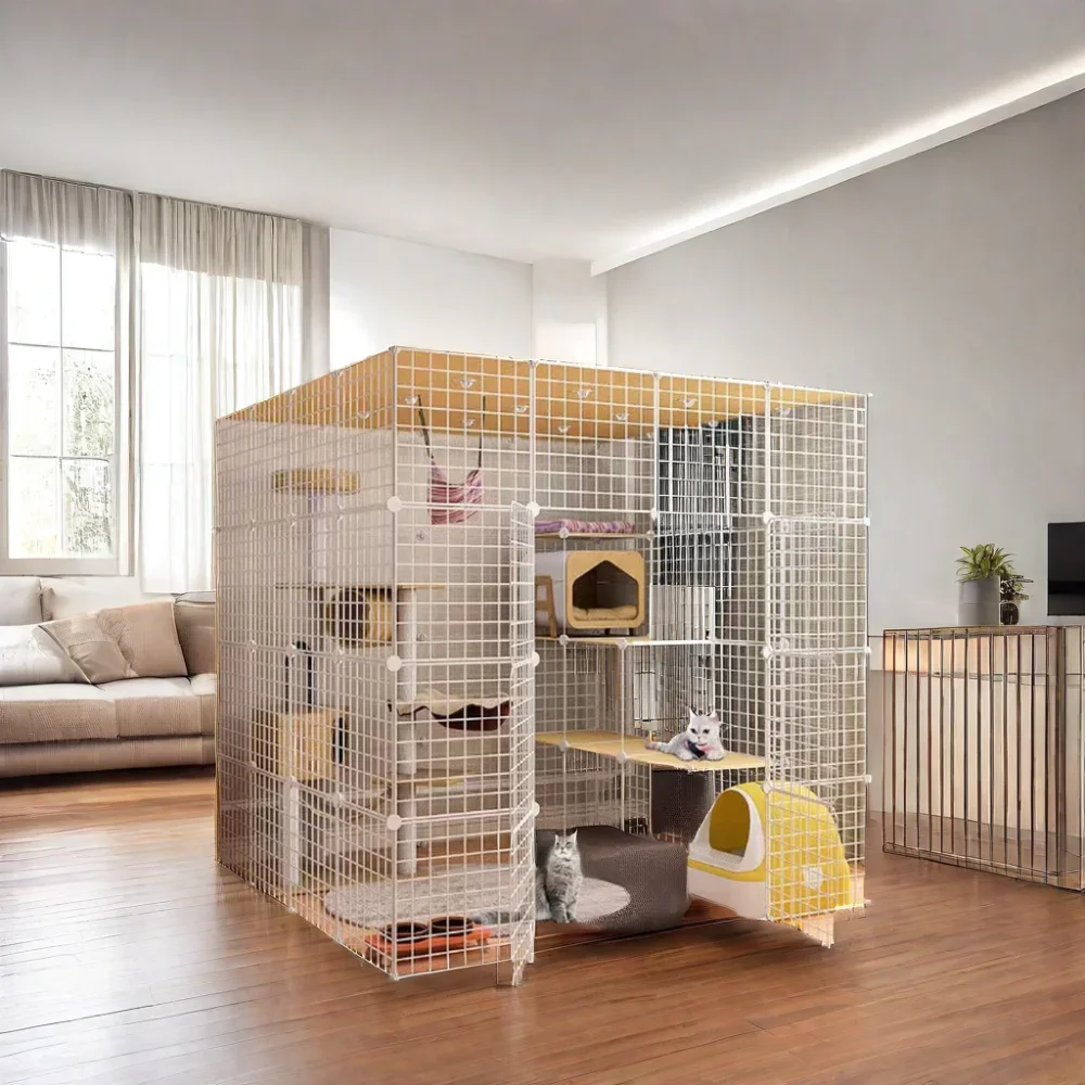 Large Cat Cage Multi-Layer Cat House With Villas Premium Pet Enclosure