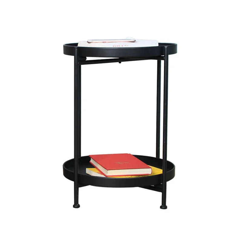 

Nordic wrought iron double layer, small coffee table, small round table, living room sofa corner table, coffee table bedside