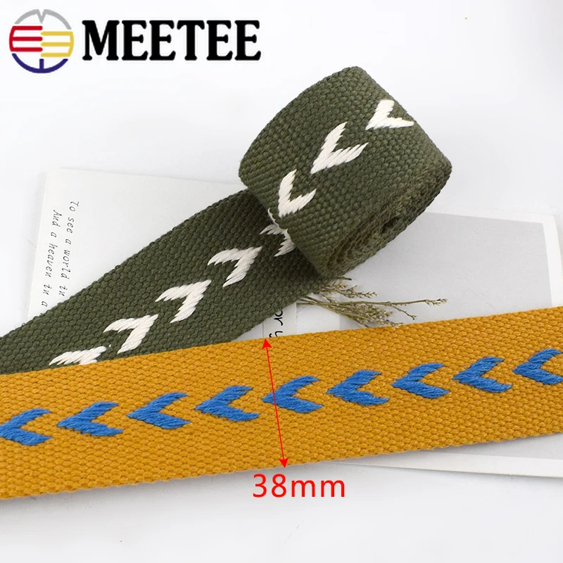 1/2/3/5Meters 38mm Jacquard Webbing Tape Polyester Cotton Ribbons For Bag Strap Belt Bias Binding DIY Garment Sewing Accessories