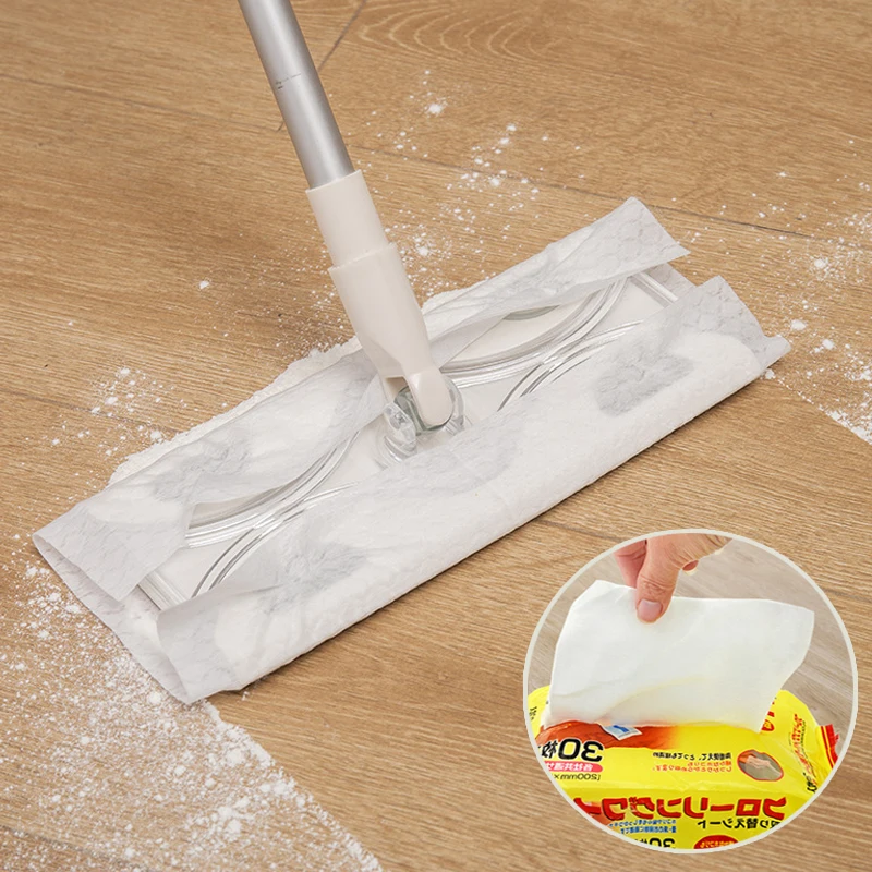 30Pcs/pack Disposable Mop Paper Electrostatic Dedusting Paper Removal Floor Wipes Cleaning Sticky Dust Cloth Household Cleaning