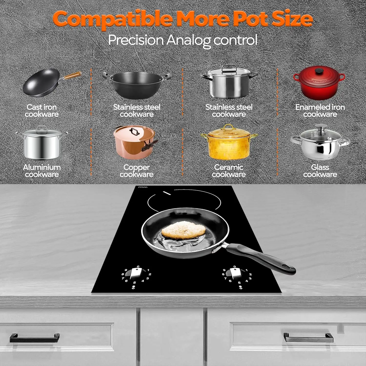 110 فولت، موقد كهربائي Ramblewood 2 Burner، EC2-27، موقد EGO الألماني بمقياس UL.