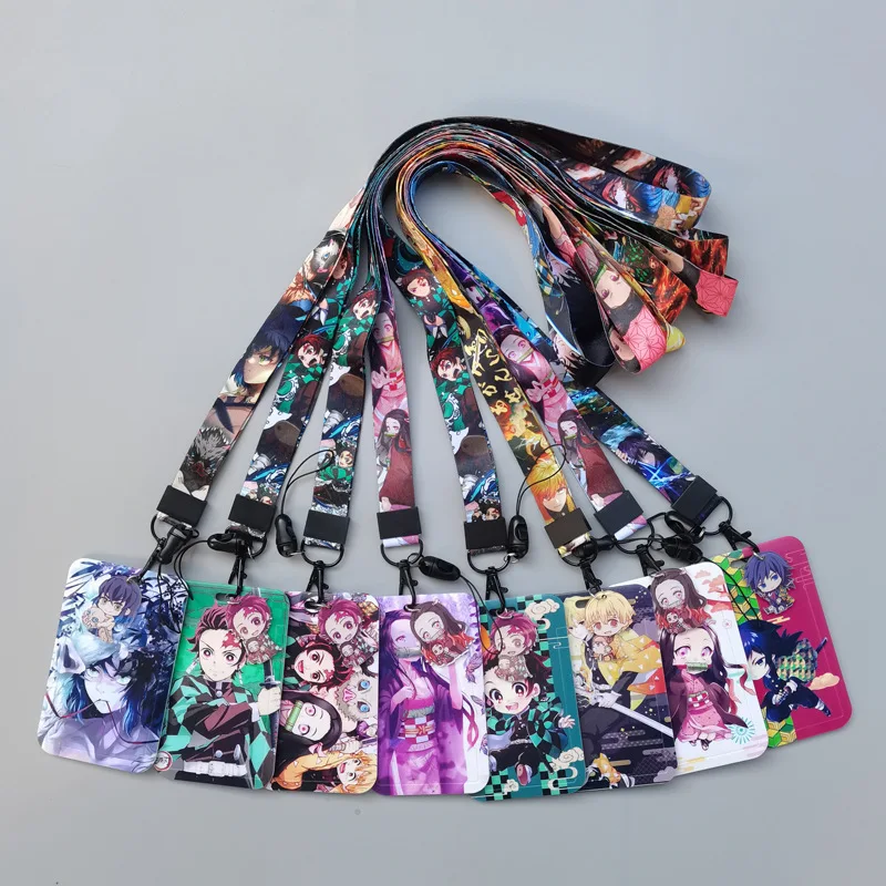

Demon Slayer Card Holder Lanyard Anime Phone Strap Student Supplies Cards Protection Anti-loss Protective Cover Boys Girls Gift