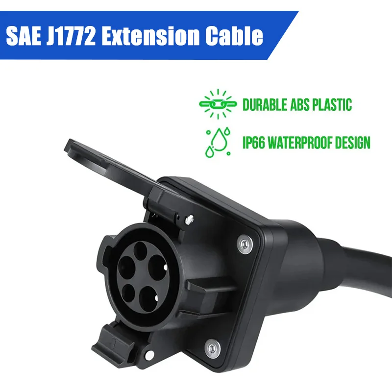 ポータブル電気自動車充電ケーブル,充電ステーションタイプ1からタイプ1, 5m, 8m, 10m,電気自動車用延長コード,32A,7kw,1相,Sae j1772