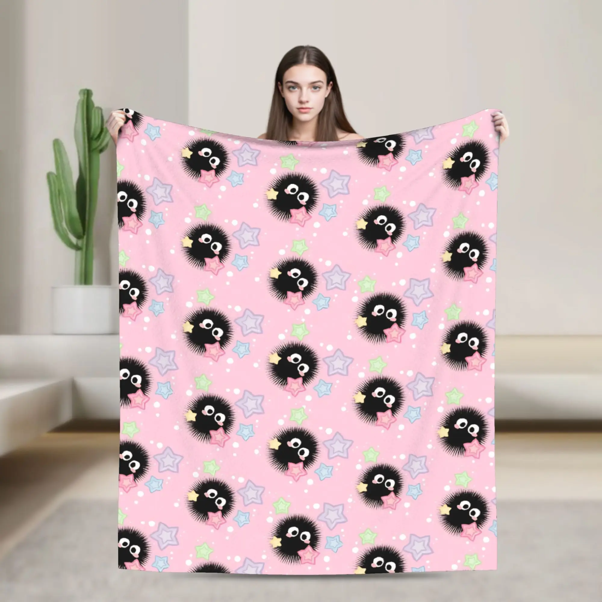 Super Soft Susuwataris Anime Movie T-Totoroes Throw Blanket Premium Fleece Flannel Bed Blanket Cozy Plush Blankets All Season