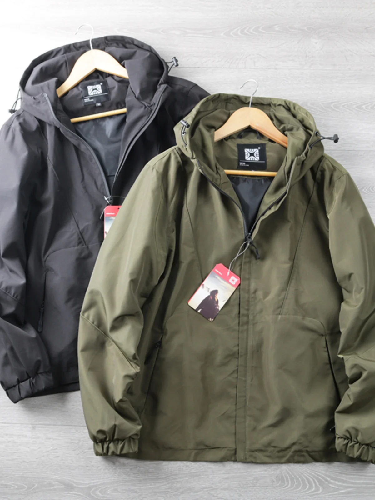 

Outdoor ade Men's Casual Hooded Windproof Jaet Fall Winter Loose Fit Spor Coat Harajuku Sle Long Sve Faion Urban