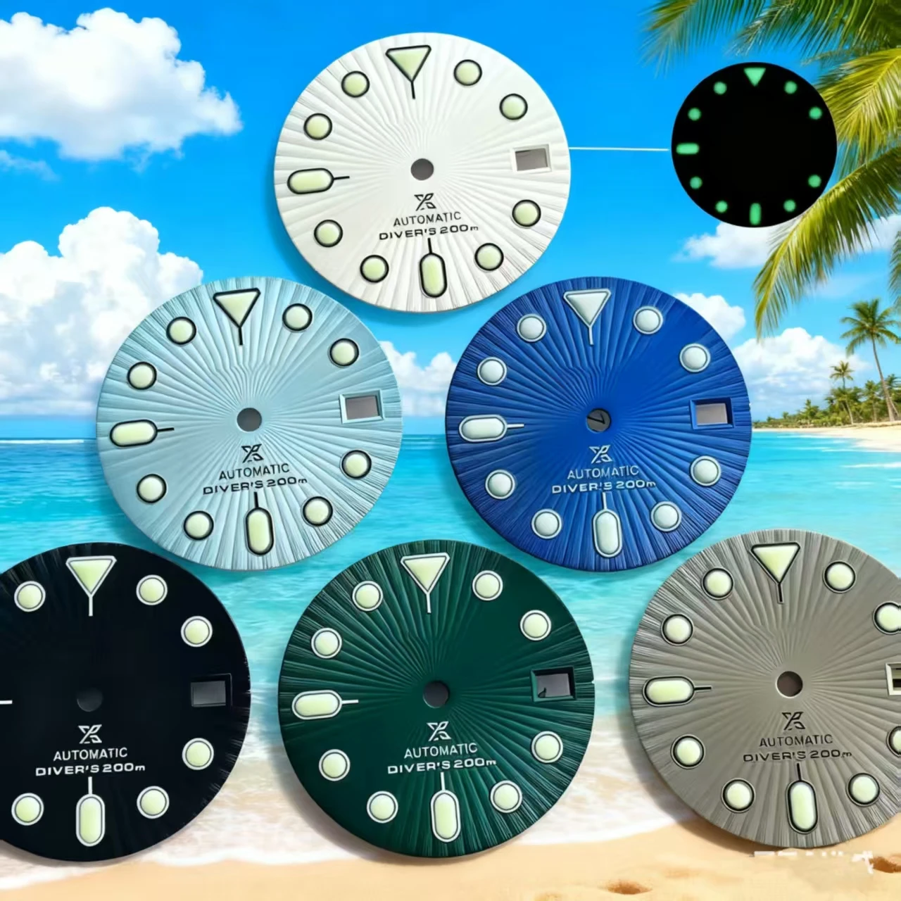 

28.5mm striped surface raised luminous pattern, suitable for men’s nh dail 35movement improved mechanical dial watch