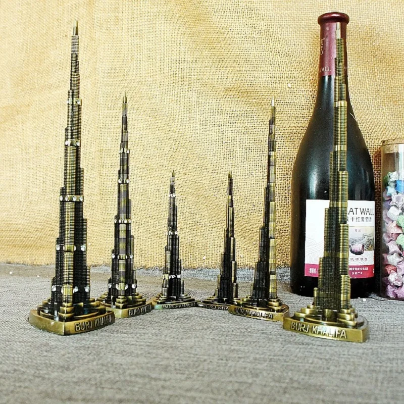 13-25cm Metal Burj Khalifa Tower Model Dubai Landmark Building Tourist Souvenir Home Room Decor Furnishing Articles Xmas Gifts