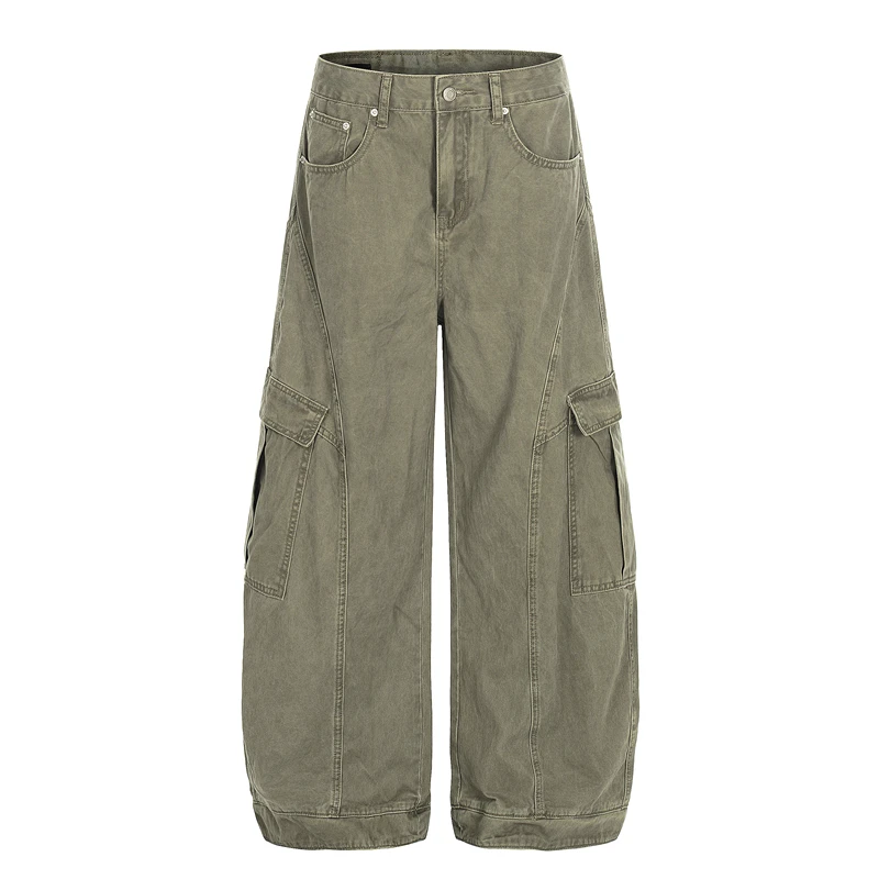 

Рабочие брюки GXFortune в американском ретро-стиле, деконструированные, с множеством карманов, свободного кроя, широкие штанины, длинные, унисекс