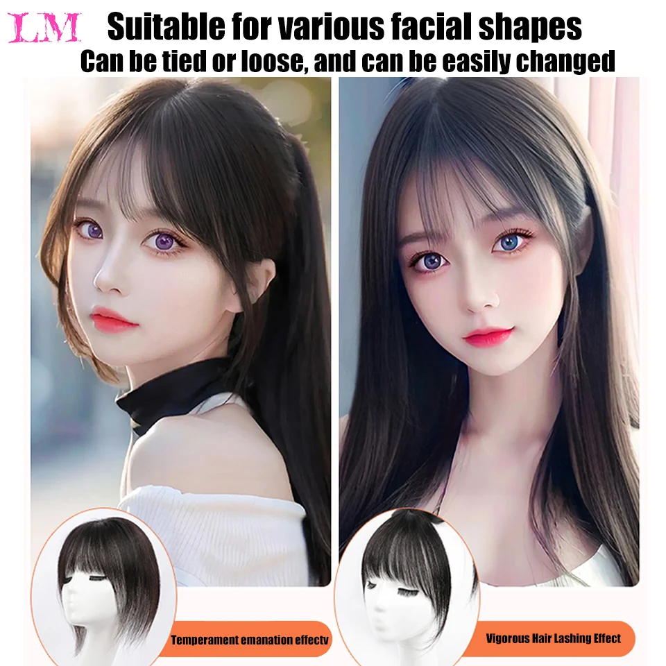 LM 3D Bang Wig Women\'s Natural Forehead and Head Replacement Wig Pieces Summer Light and Thin True Hair Covering White Hair