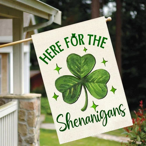 St Patricks Day House Flag 28X40 Inch Double Sided Outside, Here for the Shenani 7445052016044 AAV hhz