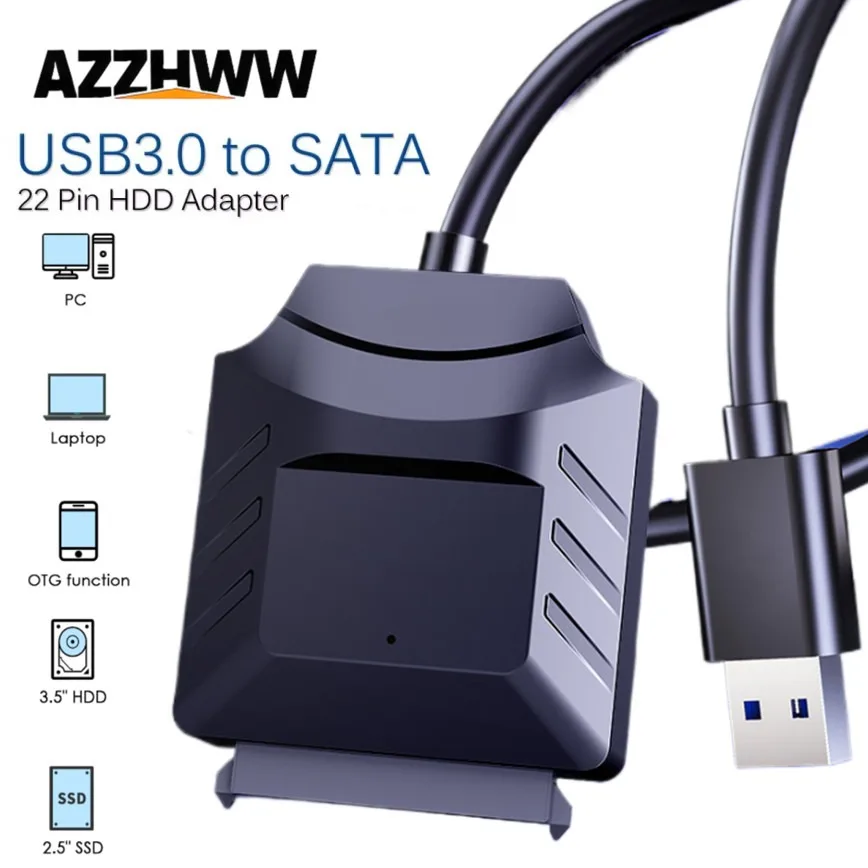 USB 3.0 to SATA Adapter Cable 7+15 Pin SATA to USB 3.0 Hard Drive Converter Cable For Samsung Seagate 2.5 inch HDD SSD Adapter