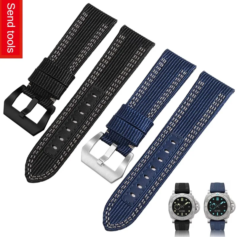 

Woven Nylon Watch Strap Substitute Lumino AM00984 985 Series Flat Interface Canvas Watchband 24/26mm