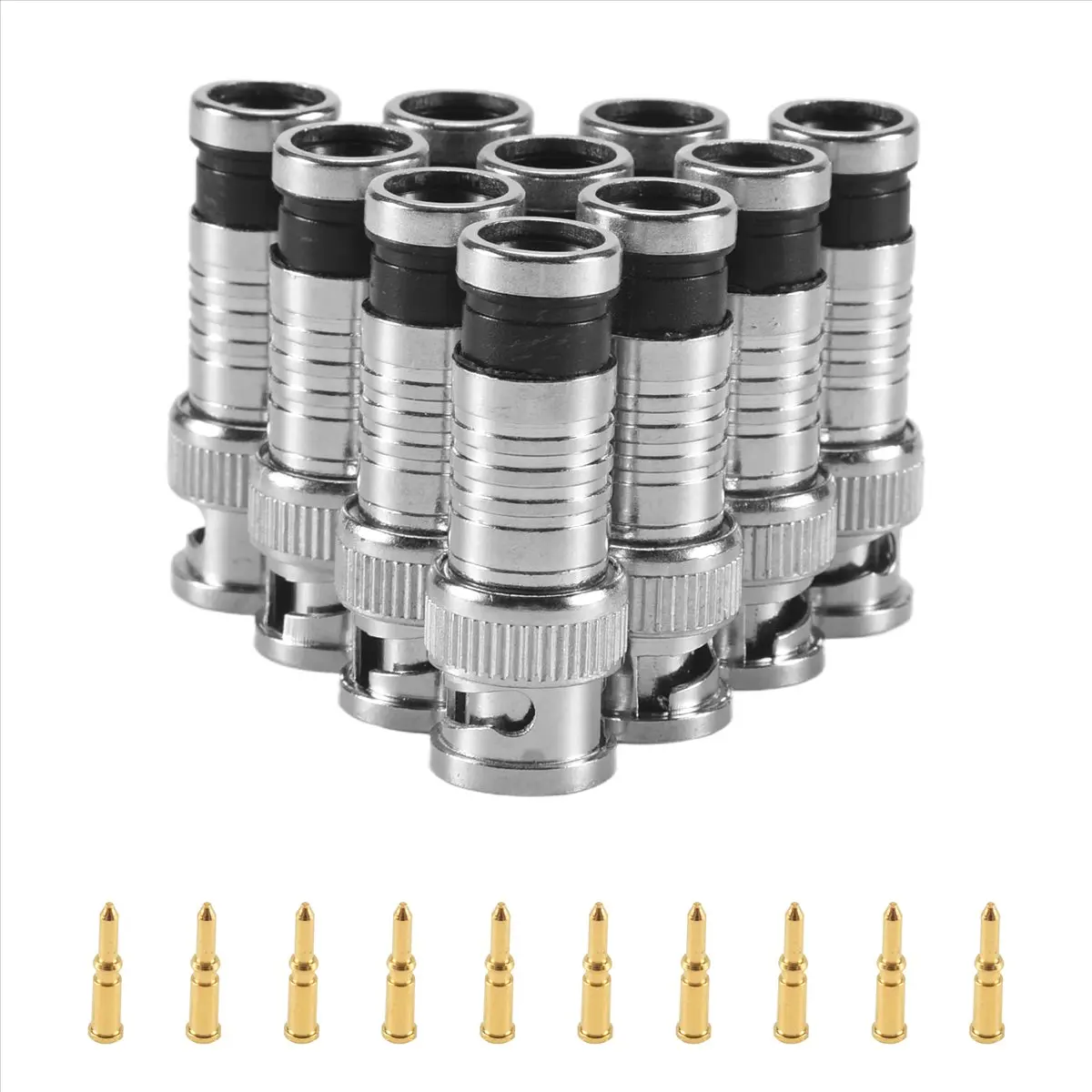 HAPPY DIAN!10 pcs BNC Compression Connector for Coax RG59 Cable CCTV Cameras