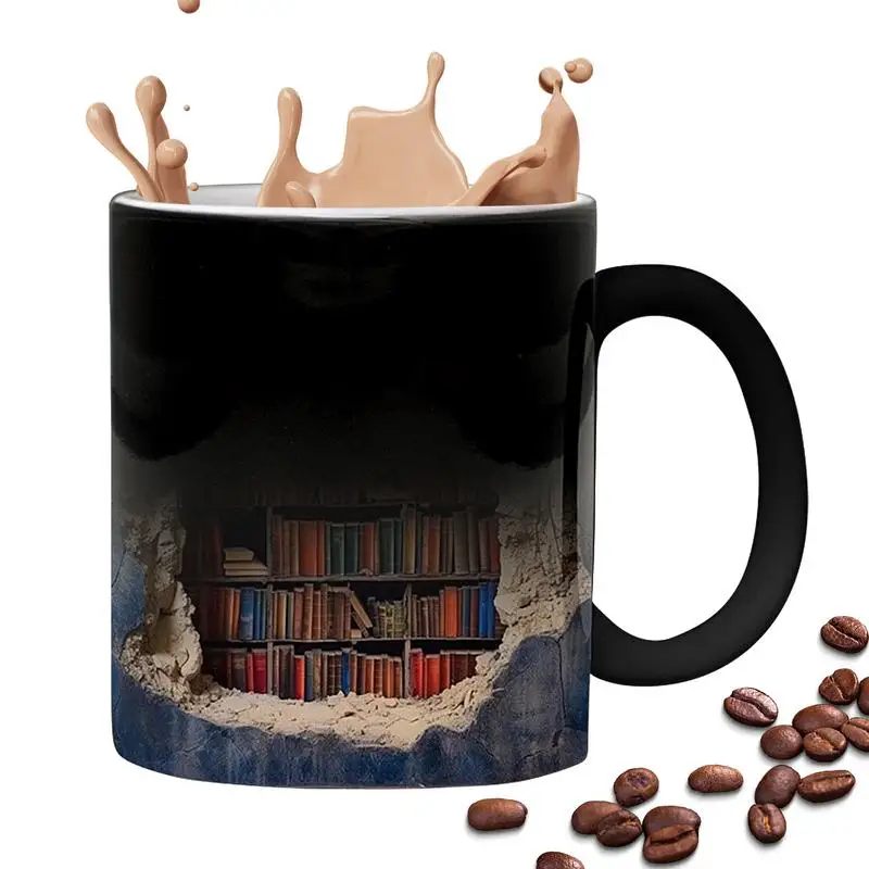 Bookshelf Coffee Mug Creative Space Design Ceramic Library Mug Book Lovers Tea Cup Christmas Gifts For Readers Home Accessories