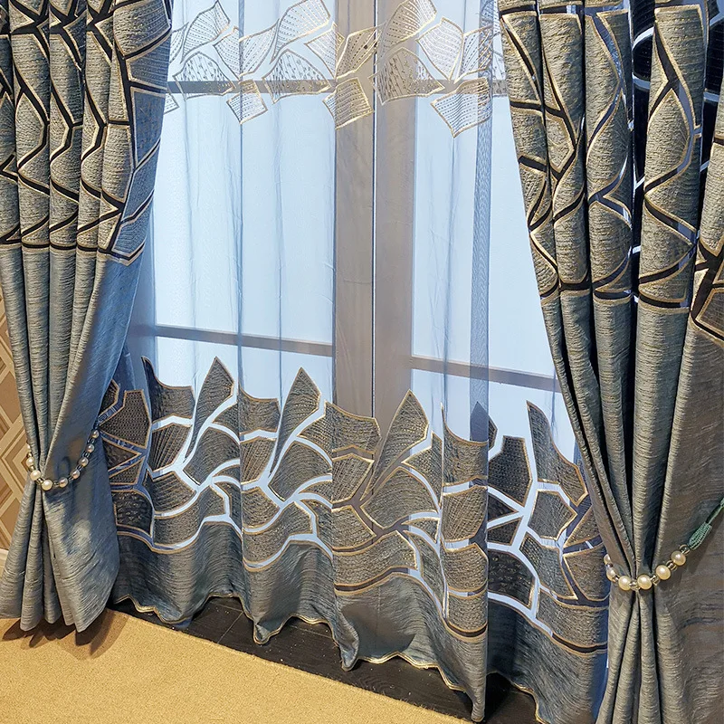 Nordic Simple Modern Curtains for Living Room Bedroom Velvet Hollow Embroidery Curtain Balcony Window Screen Curtain Home Custom