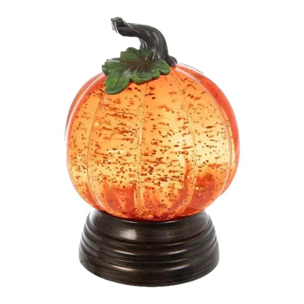 Resin Glitter Pumpkin Table Lamp Retro Creative Halloween Night Light Stable Base Vintage Glowing Pumpkin Decorative Light