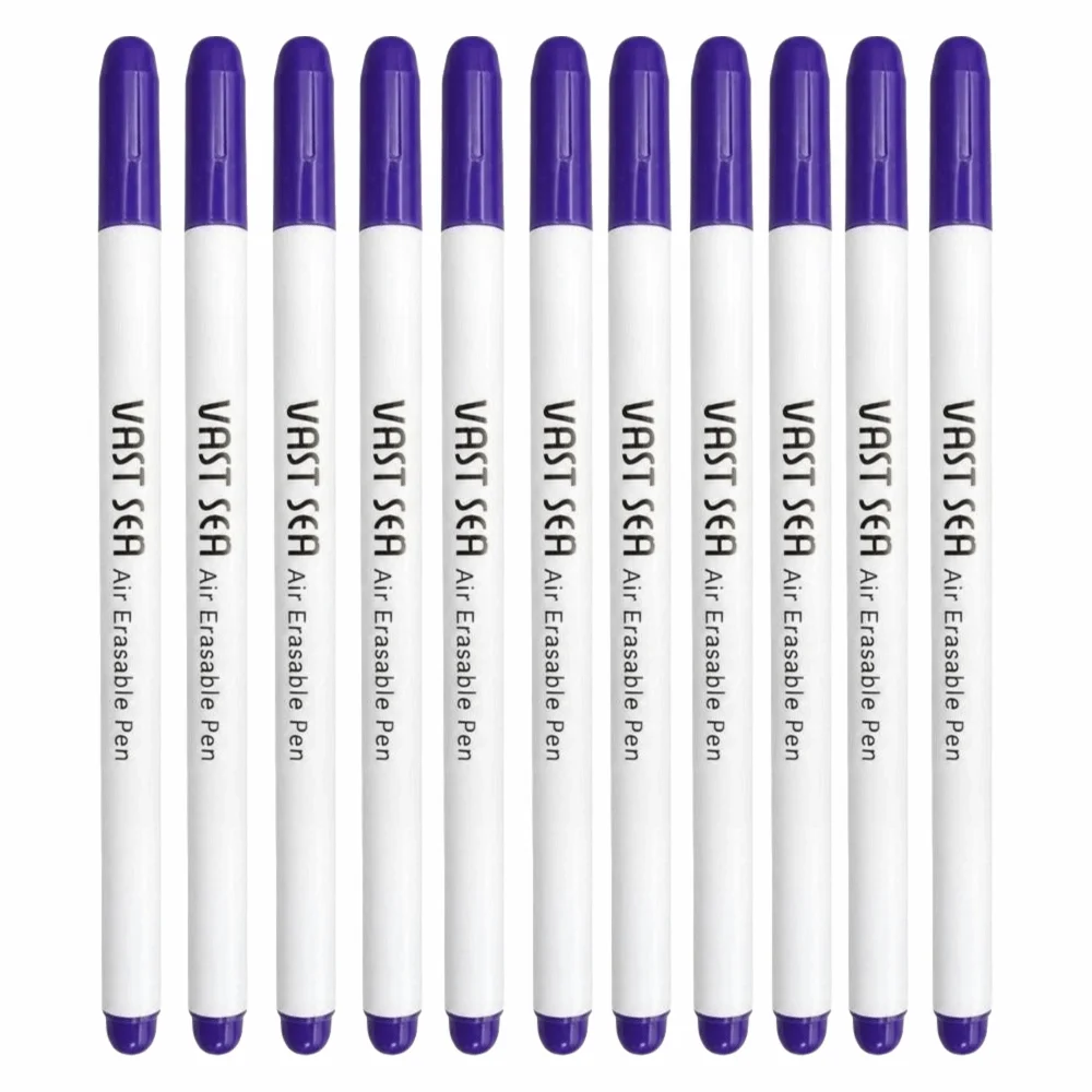 12Pcs Plastic Air Erasable Pens Purple Ink Air Erasable Sewing Marking Pens Automatic Disappearing Ink Fabric Marking Pens