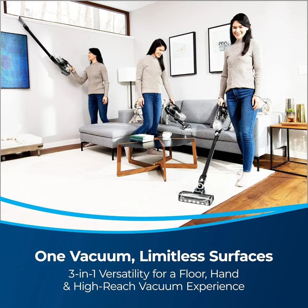 Vacuum with Powerful Turbo Boost Suction, Tangle Free Brush Roll, & Parking Break, LED Crevice + Dusting Brush Tool