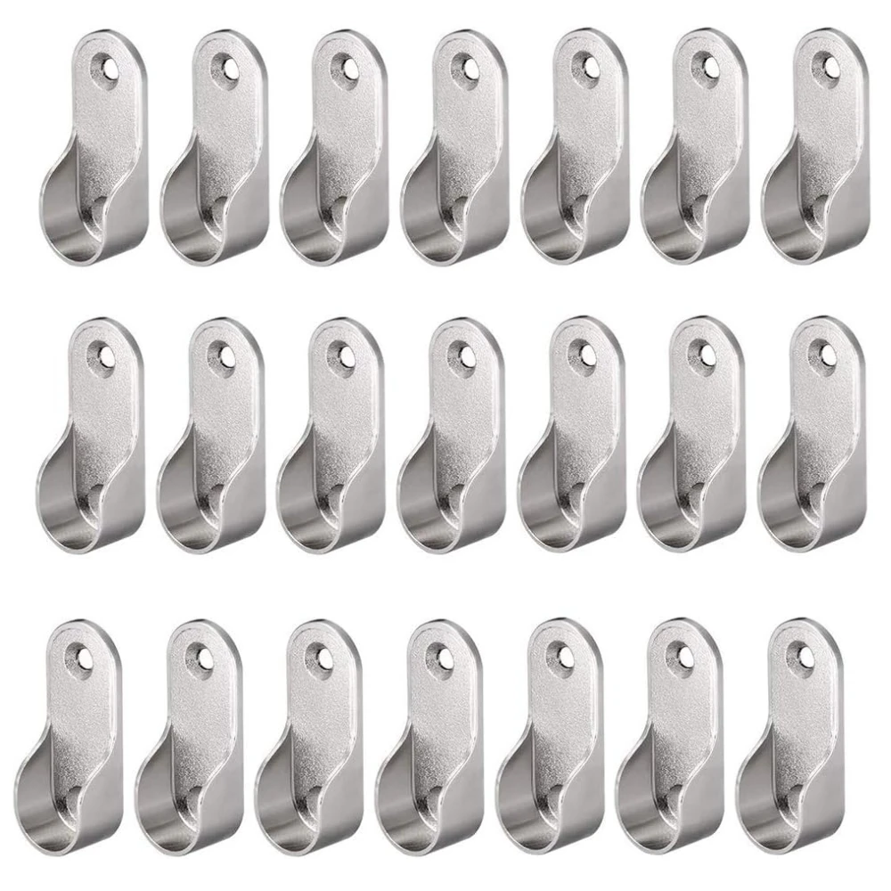 

40pcs Zinc Alloy Hardware Oval Closet Rod End Supports 16mm x 30mm Wardrobe Flange Bracket Holder